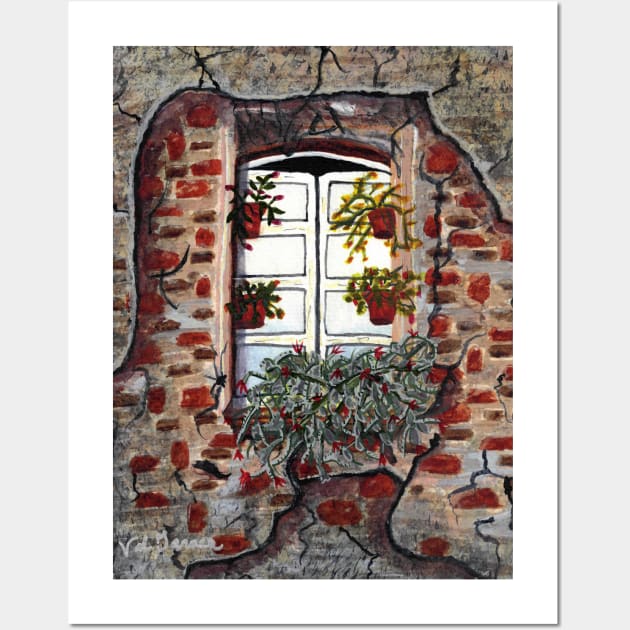 Old window watercolor art Wall Art by artsytee